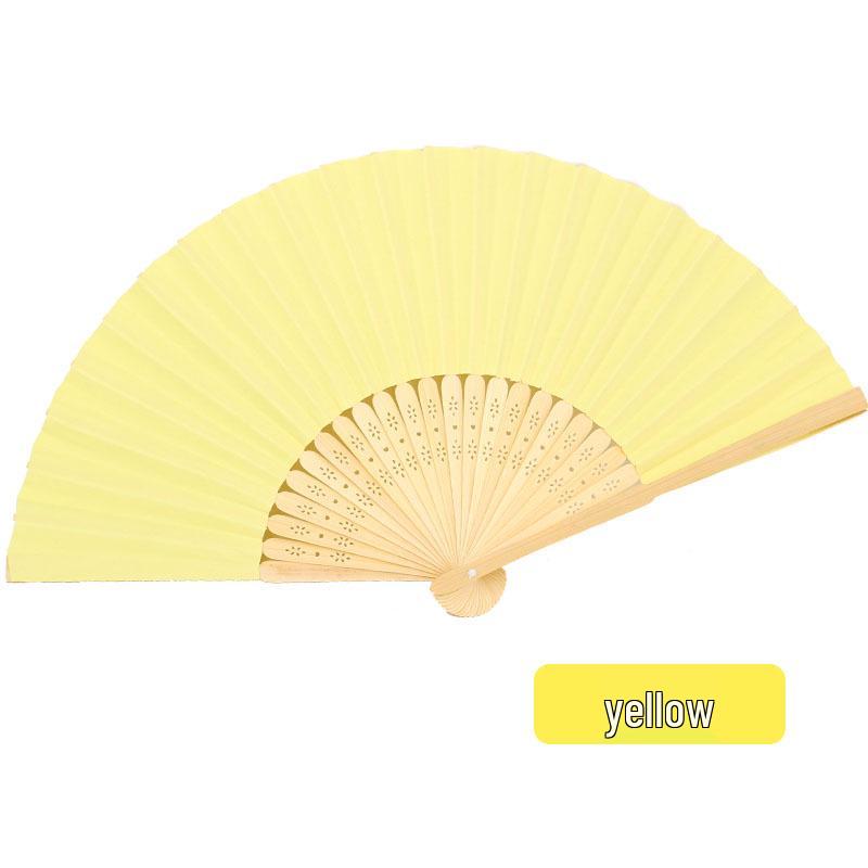 Solid Color Bamboo Folding Fan for DIY Crafts - Children's Kindergarten Material, Customizable with Logo or Text