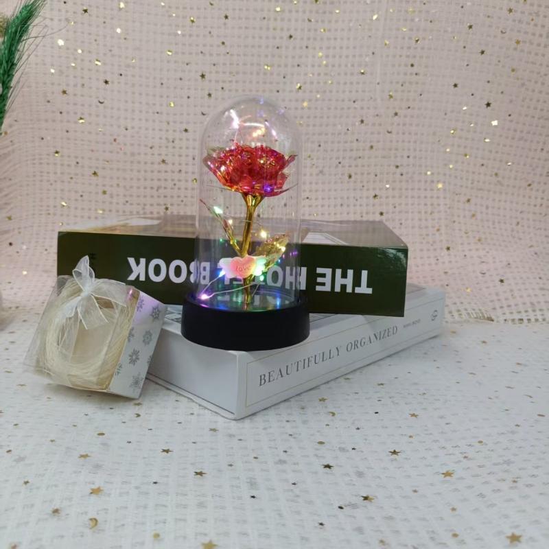 Artificial Rose Flowers Valentines Day Gift for Girlfriend Eternal Rose LED Light Foil Flower Wedding Decor Christmas Gifts