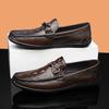 Mode 2024Herren Formelle Business Slipper Klassische Luxus Echtleder Krokodilmuster Laufschuhe Männliche Freizeit Hochzeitsparty Slipper