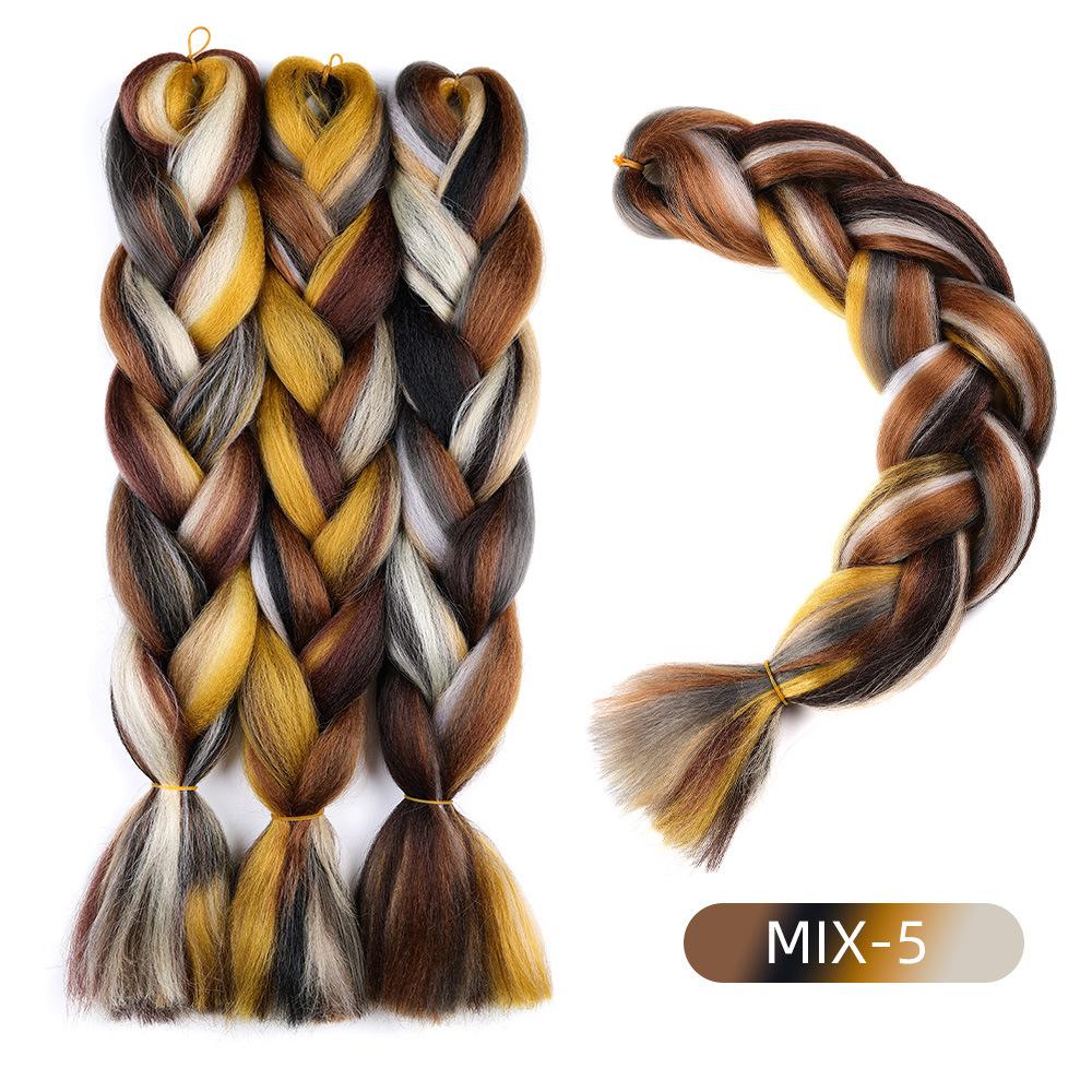 Rainbow Braiding Hair Extension 24 Inch 1 Pack Synthetic Profession Jumbo Braid in Hair Extensions 4 Tone Crochet Colored Hair Extensions for Braiding