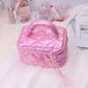Wide Open Quilted Makeup Bag Large Capacity Zipper Handle Travel Toiletry Cosmetic Bag Ladies Makeup Storage Bags