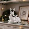 Elegant Interior Accents 2Pcs 3D Printed Parent-child Deer Figurines, Minimalist Animal Statue for Christmas Family Statues Home Decor, Aesthetic