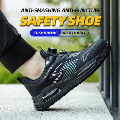 Rotating Buttons Safetey Shoes Men Air Cushion Work Sneakers Steel Toe Work Shoes Light Breathable Indestructible Safety Boots