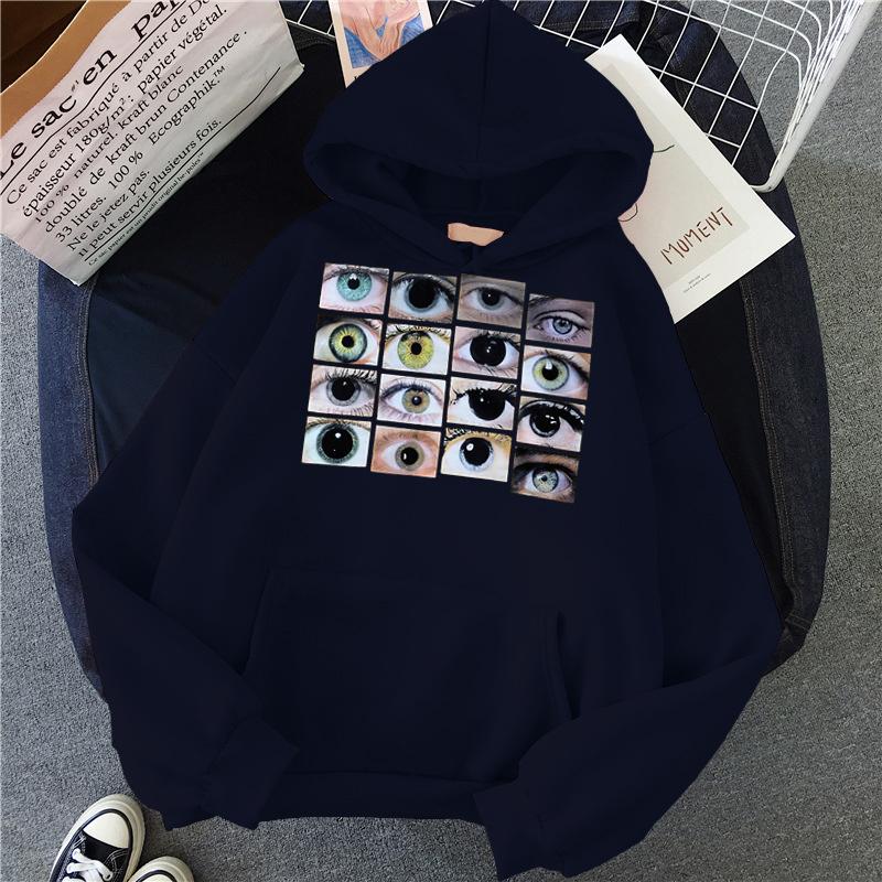 Womens Hoodie Eyes Print Harajuku Funny Pullover Streetwear Harajuku Hoodies Women Hip Hop Fleece Sweatshirt Y2K Unisex Clothes