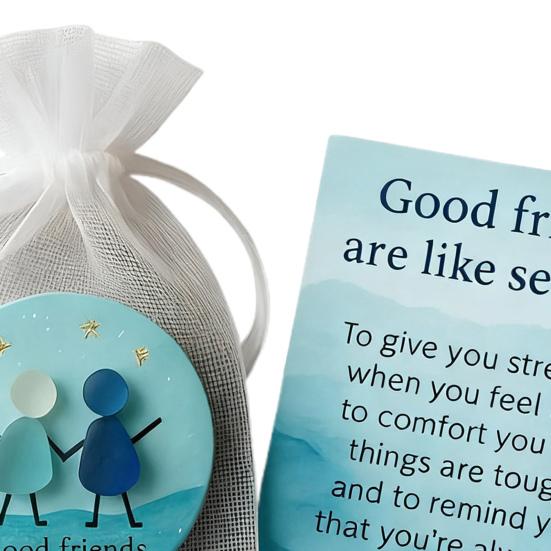 Good Friends Are Like Seaglass Keepsake Gift Sea Glass Art Pocket Hug Token