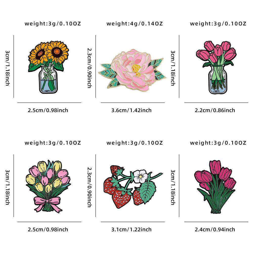 Peony flower brooch fresh and cute plant flower tulip metal badge friend gift decoration
