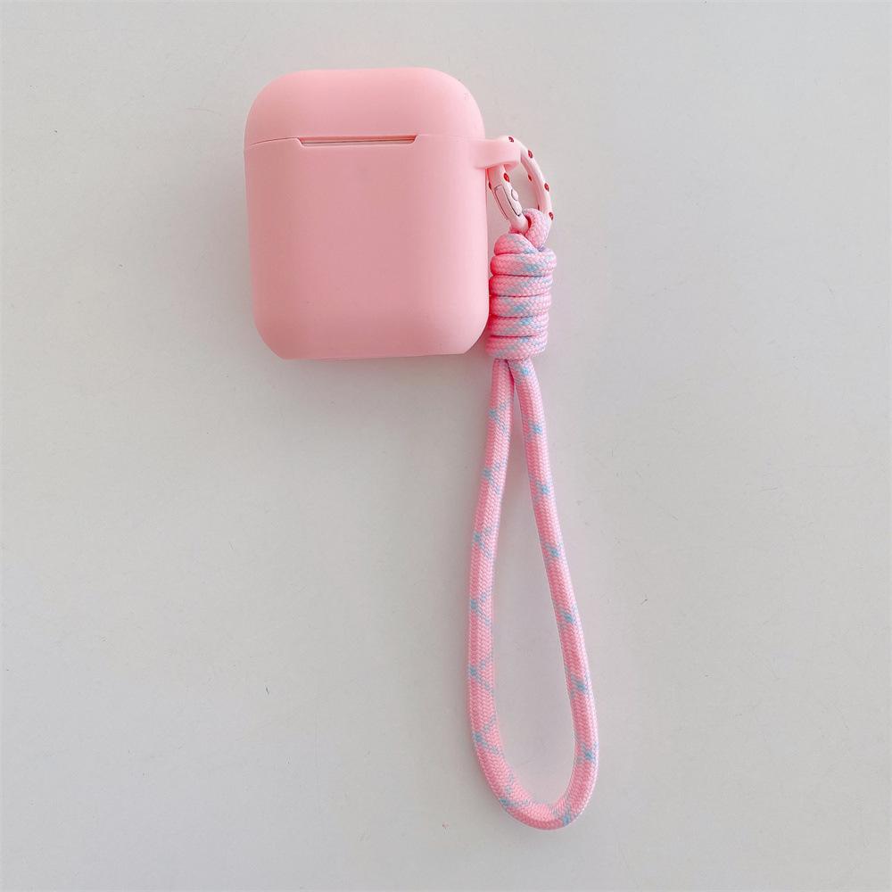 Simple Solid Color Silicone Earphone Cover for Apple AirPods 1 /1 Generation Polka Dot Short Rope Case PRO1 PRO1