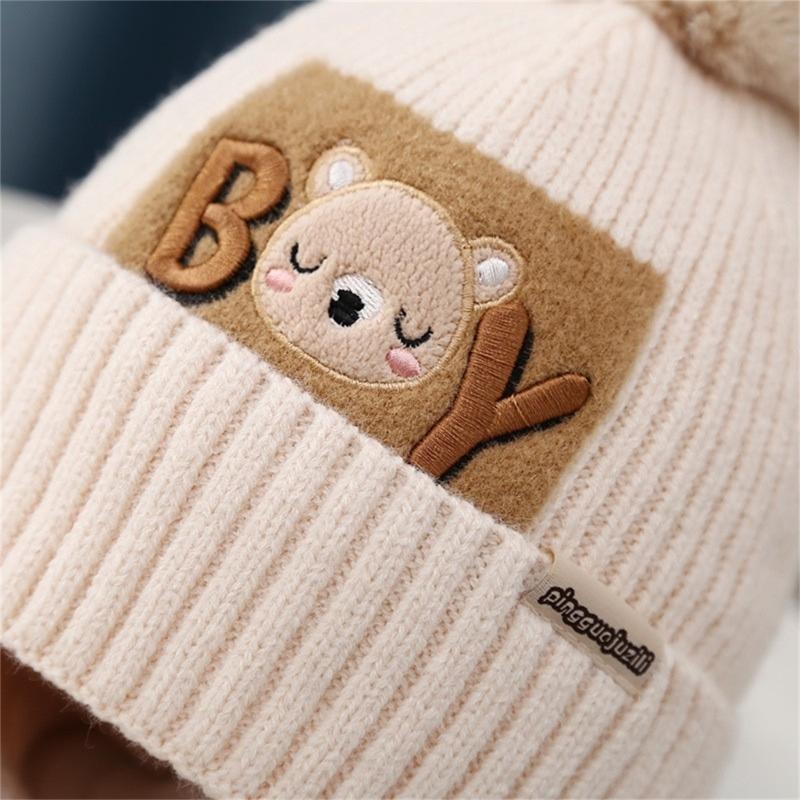 Cappello e Sciarpa Caldi Invernali Cappello e Sciarpa per Bambini Cappello-Sciarpa Ispessito Cappello Berretto Elastico con Pompon per Bambini 1-6 Anni