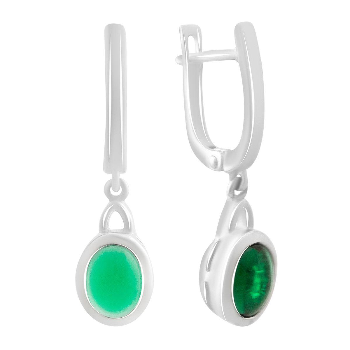 

Silver earrings with nano emerald 2.163ct (2192206) смарагдовий