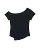 Aejeuyua Button Incision One-Shoulder Tee Black