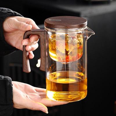 Glass Tea Pot Kettle Infuser 520ML/720ML Teapot Water Separation Inner Magnet One Click Magnetic Switchs Tea Filtration Cup Set