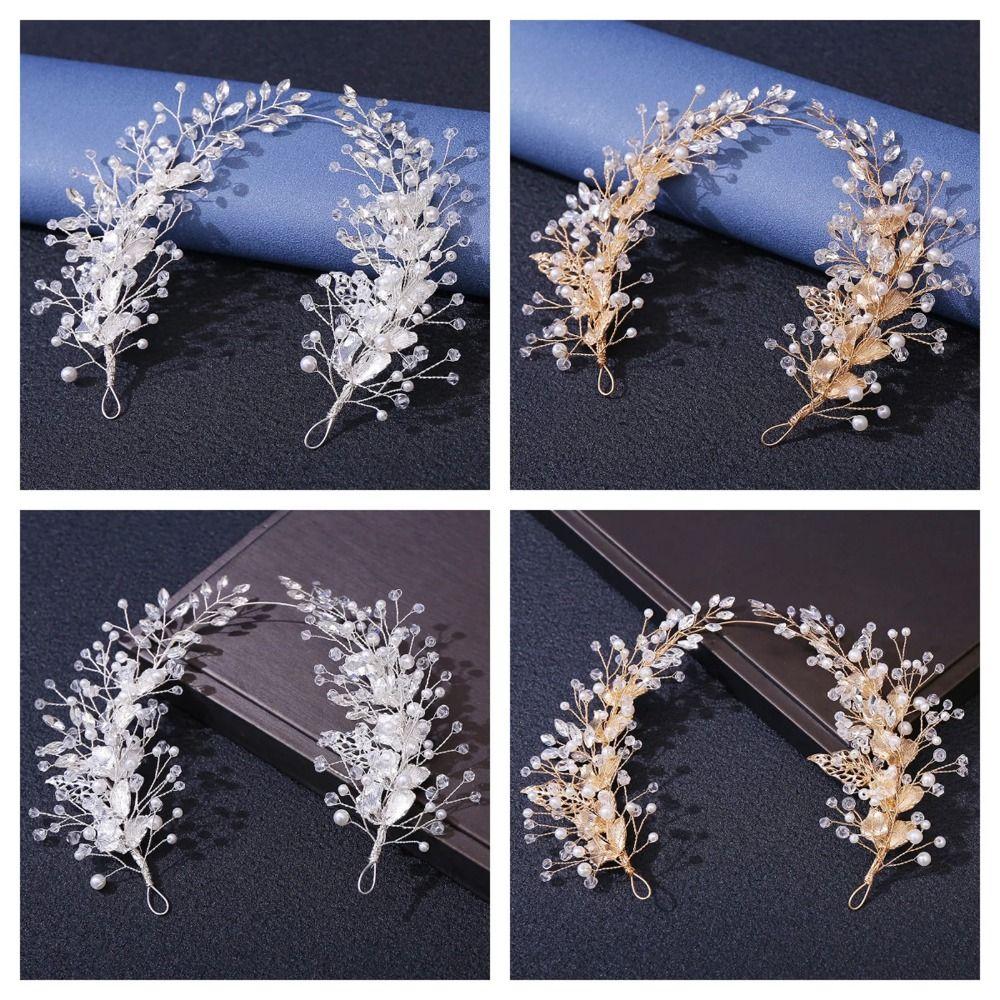 Handmade Bridal Headband Zinc Zinc Alloy Leaf Bridal Tiara Hair Vine Retro Crystal Headpiece  Bridal Party