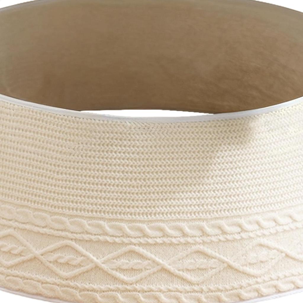 Christmas Tree Base Cover Knitted Rustic Ring Wrap Decor Cream Rhombic Edge Small Christmas Tree Collar For Farmhouse Home
