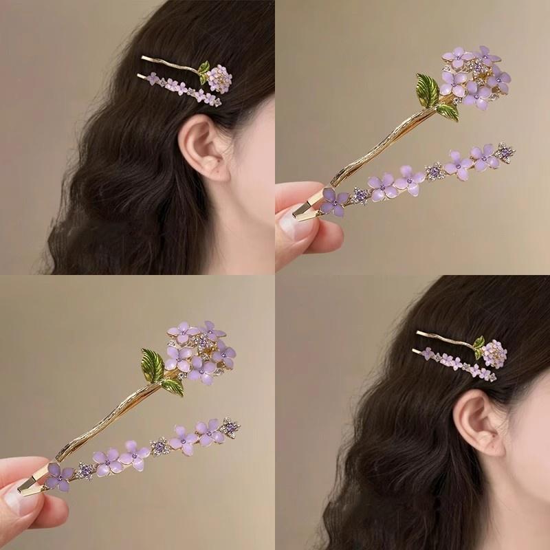 Exquisite Wisteria Flower Bangs Broken Hairclip High-end and Versatile Side Clip Exquisite Straight Clip Headband Hair Accessory