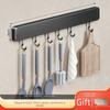Kitchen Utensil Storage Organizer Non-perforated Wall Rack Movable Hook Spoon Holder Household Kitchen Mounted Arrangement Shelf