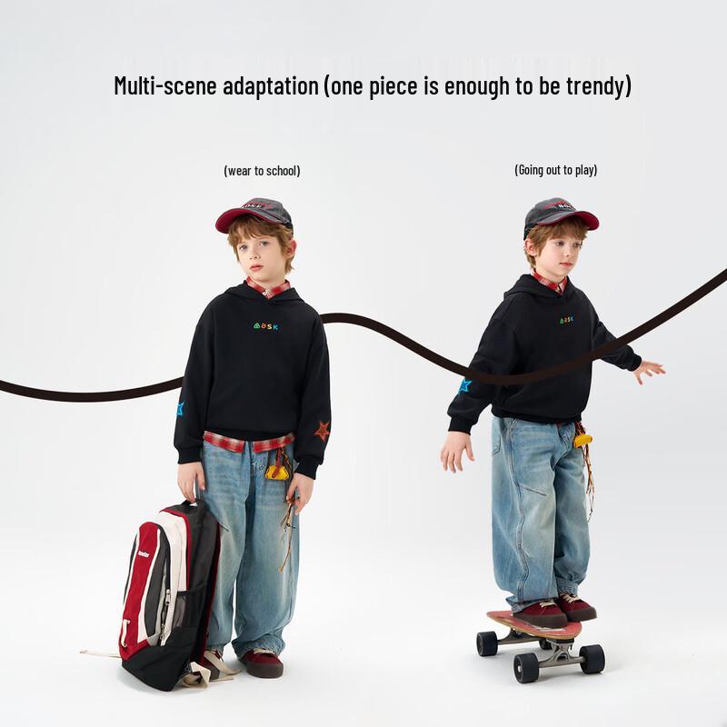 ASK JUNIOR Boys Hooded Long-Sleeve Sweatshirt XXL