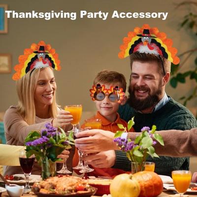 Thanksgiving Costume Accessory Plush Turkey Hat Headwear Hen Eye Chicken Leg Headband for New Year Party Supplies