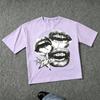 Harajuku Buchstabe Mund Druck Damen T-Shirts Sommer Mode Straße Outdoor Lässig T-Shirt Tops für Herren und Damen Tees Top