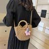 New Fashion Women Woven Bag Portable Basket Female Summer Popular Crossbody Straw Bag
