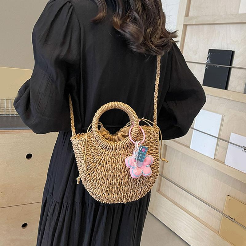 New Fashion Women Woven Bag Portable Basket Female Summer Popular Crossbody Straw Bag