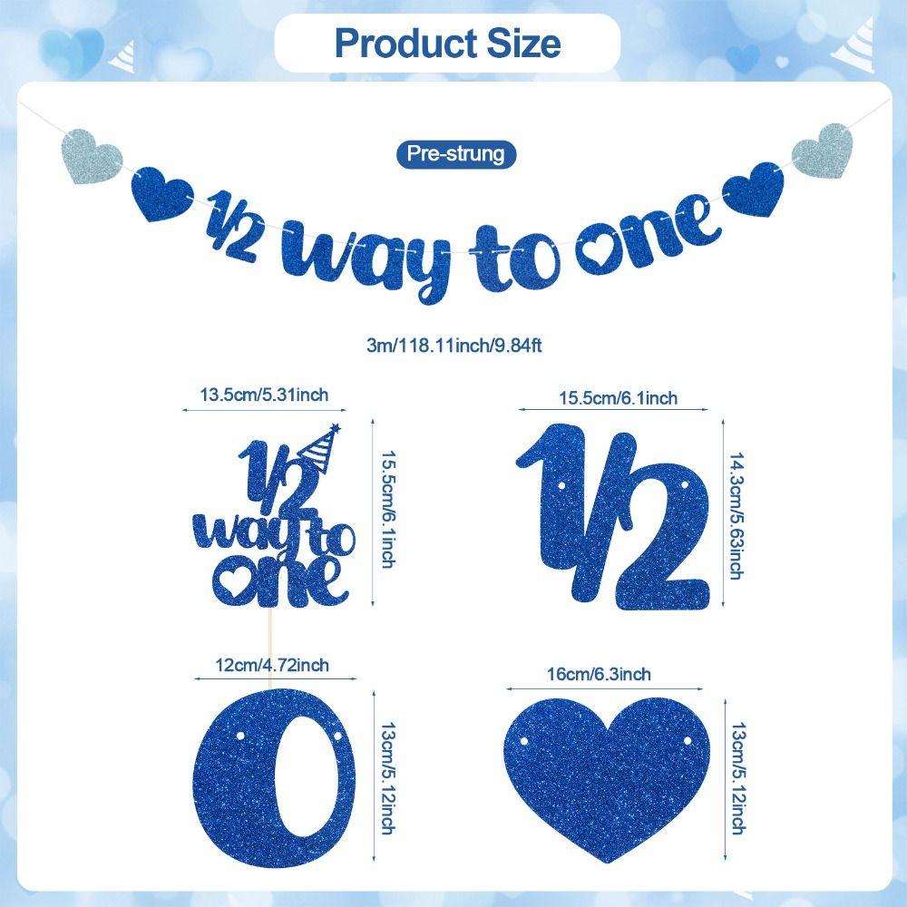 2 Stück Half Way To One 1/2 Geburtstagskuchen-Topper 6 Monate Geburtstag Dekorationen für Babygeburtstag