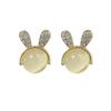 Delicate Small Cat Eye Stone Rabbit Earrings S925 Silver Pin Elegant Jewelry For Women