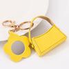 Portable Leather Pendant Mini Flower Mirror Handbag Keychain For Women Girls Personalized Keyring Backpack Decoration Gifts