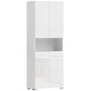Armadio da Cucina Alto 180 cm, Dispensa con Ante a Chiusura Morbida e Ripiani Regolabili, Bianco Lucido