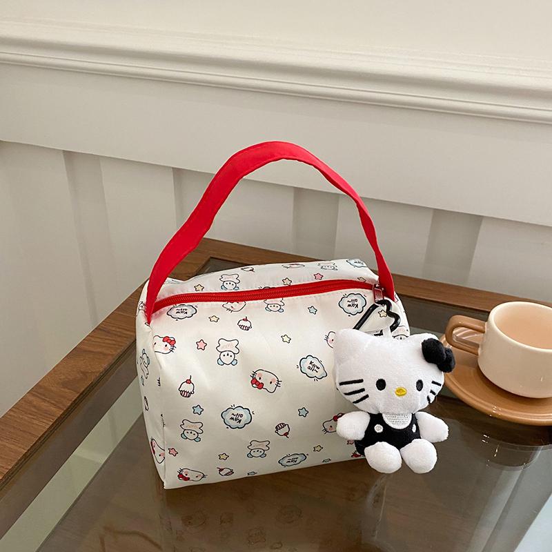 Kawaii Hellokitty Anime Cosmetic Bag Women'S Makeup Case Portable Toiletry Bag Large Capacity Handbags Travel Tote Gift For Girl