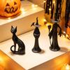 Collectibles for Gothic Lovers Abstract Witch Figurine, Resin Black Cat Statue, Retro Ornaments Ornament, Halloween Tabletop Decor Home Mantel Office