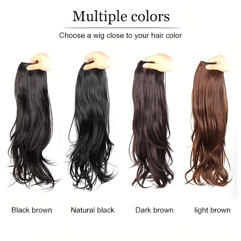 Synthetic Long Culry Hair Extension V-shaped One Piece Fluffy Invisible Hair Black Brown Hairpiece for Women