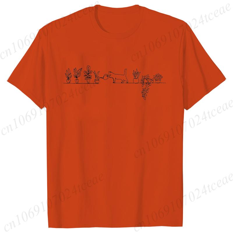 Cat Watering Plants Shirts Plant Lady Gardening T-shirt Succulents and Cat T-shirt Cats and Plants Clothes for Women Tee T Shirt