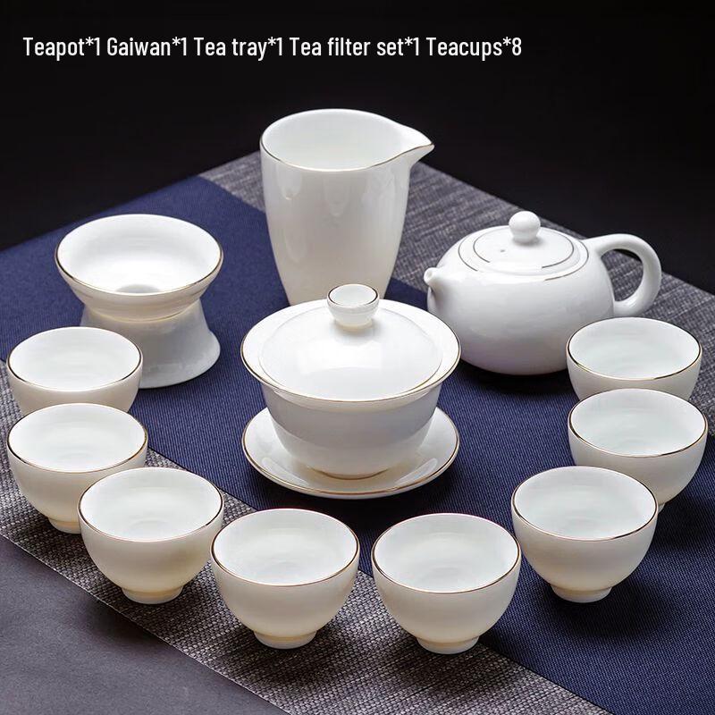 

Jiakangming Mutton Fat Jade White Porcelain Gongfu Tea Set