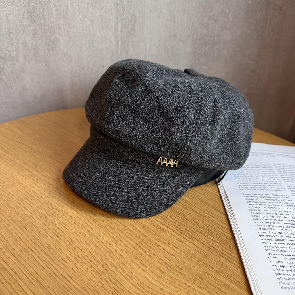 Color Solid Letter A Retro Beret Hat Ladies Polyester Fabric Fashion Accessory