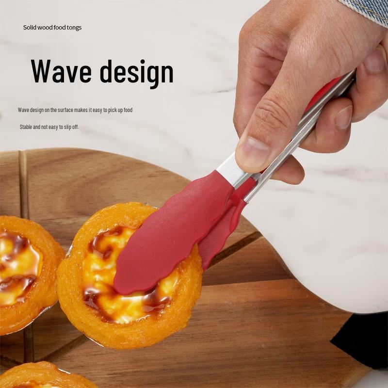 Heat-Resistant Silicone Tipped Stainless Steel Food Tongs