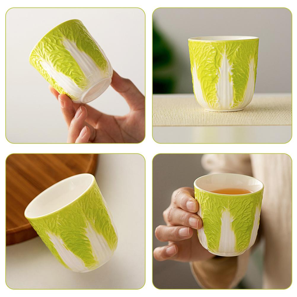 Cabbage Design Ceramic Tea Cup 130ml Chinese Style Porcelain Kung Fu Teaware Outdoor Portable Tea Cup Porcelain Teacup
