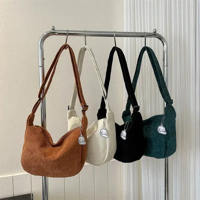 Corduroy Crossbody Bags for Women Ladies Shoulder Bag Fashion Purse and Handbags Solid Color Women Messenger Bag