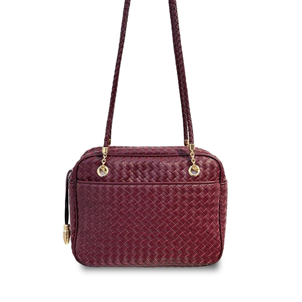 New Leather Woven Camera Bag Tofu Bag Niche Retro Boston Women's Bag Cross-border Fashion Shoulder Messenger Bag