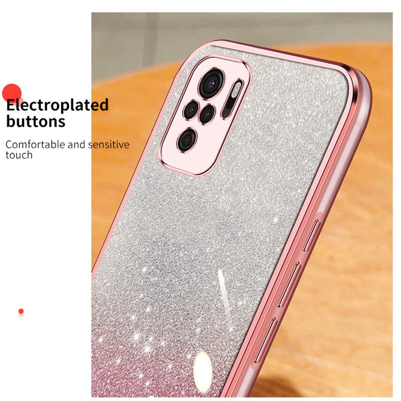 KEYSION Luxury Plating Glitter Phone Case for Redmi Note 10 10S 10 Pro 4G Transparent Soft TPU Shockproof Cover for Xiaomi POCO M5S