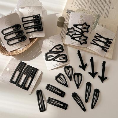 3 pièces/sac pinces à cheveux noires noir polyvalent Simple frange épingles à cheveux cheveux cassés Clips fixes amour étoile front style frange BB Clip
