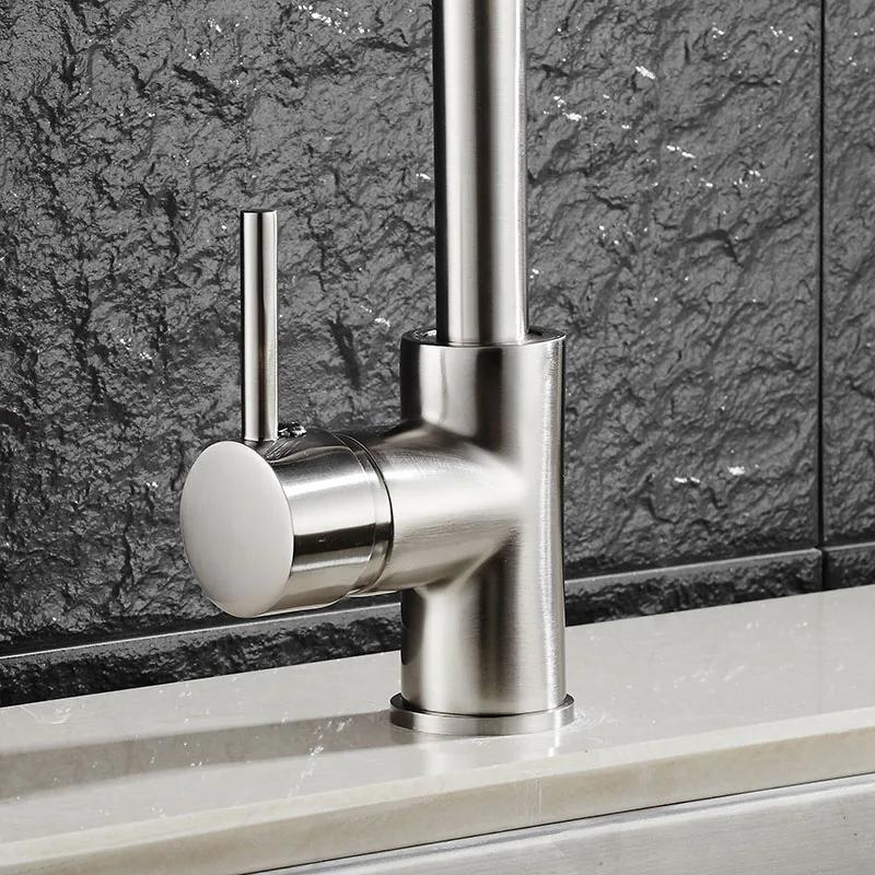 High Arc Matte Black Kitchen Faucet Single 7114R 360-degree Twist Rotatable Water Faucet Cheap Kitchen Faucet Stainless Steel
