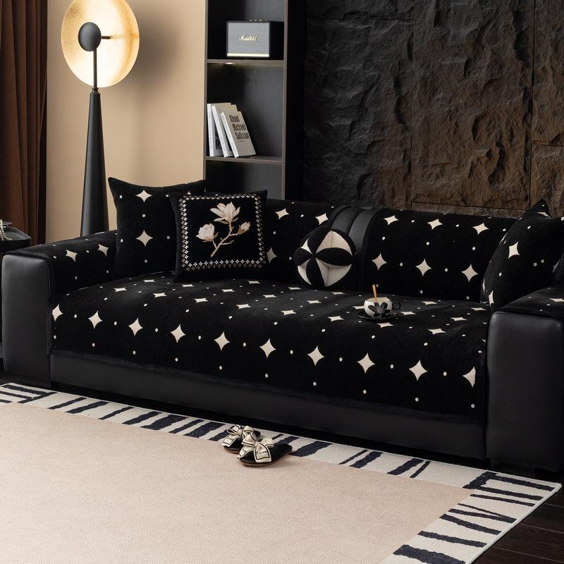New Straight-Row Sofa Cushion, Light Luxury And High-End Sense, All-Season Non-Slip Leather Seat Cushion Cover, Towel Cover Cloth