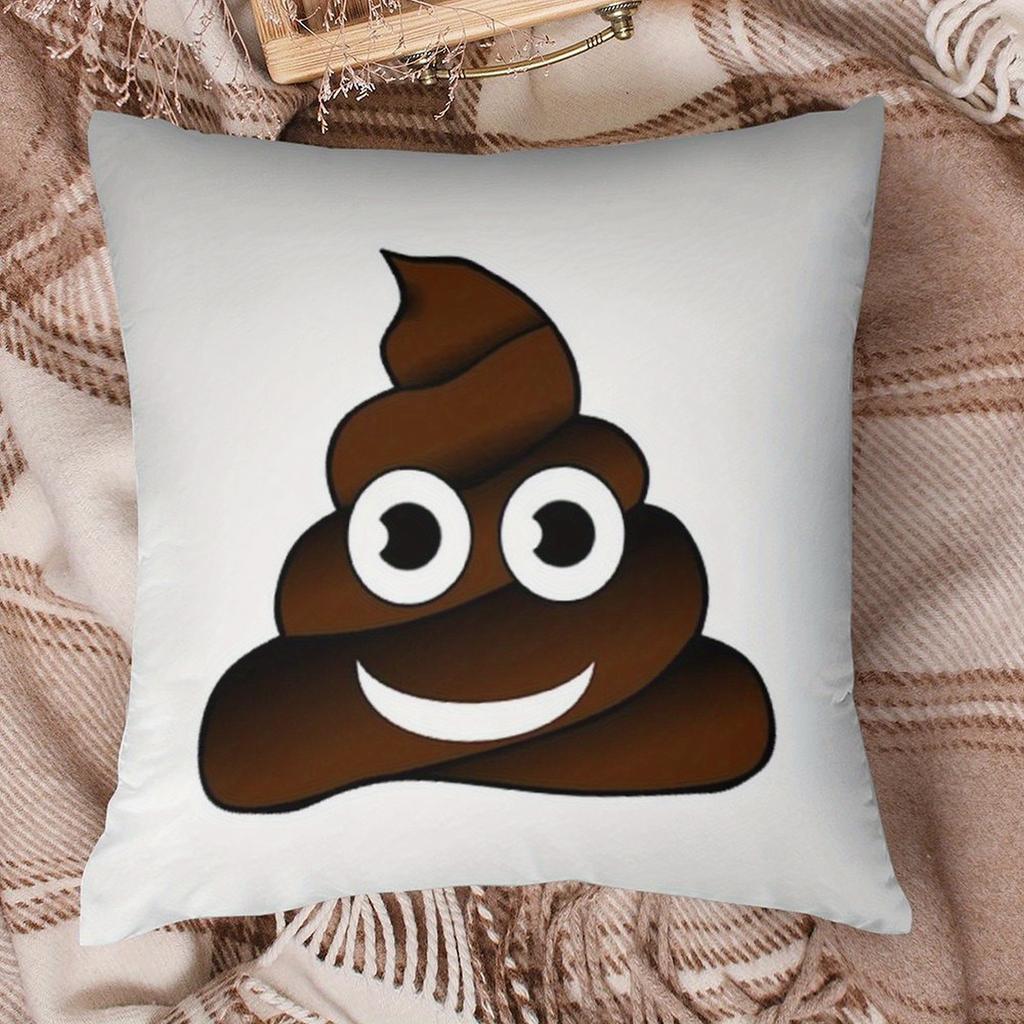 Poop Emoji Cushion Cover Funny Brown Pile Pillow Case Novelty Gag Gift Home Decor Living Room Sofa