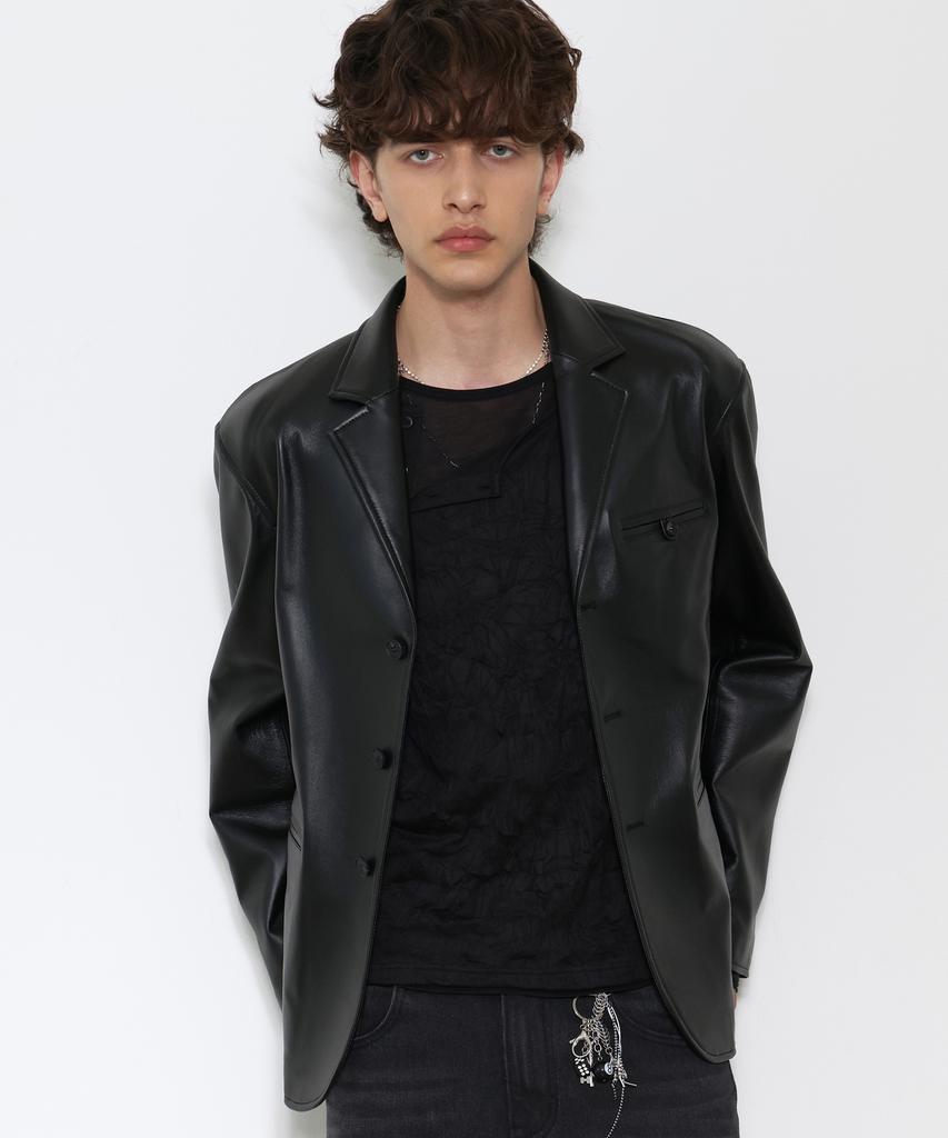 DOFFJASON Lambskin 3-Button Blazer Black