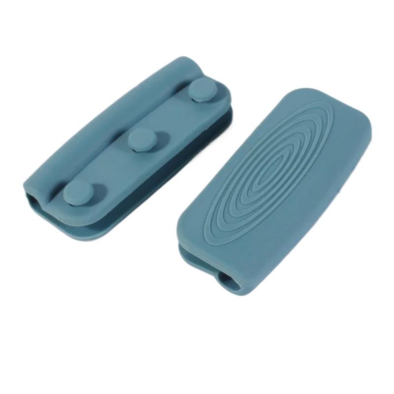 

2PCS Silicone Pan Handle Cover Heat Insulation Covers Pot Ear Clip Non-slip Steamer Casserole Pan Handle Holder Kitchen Tools зелений