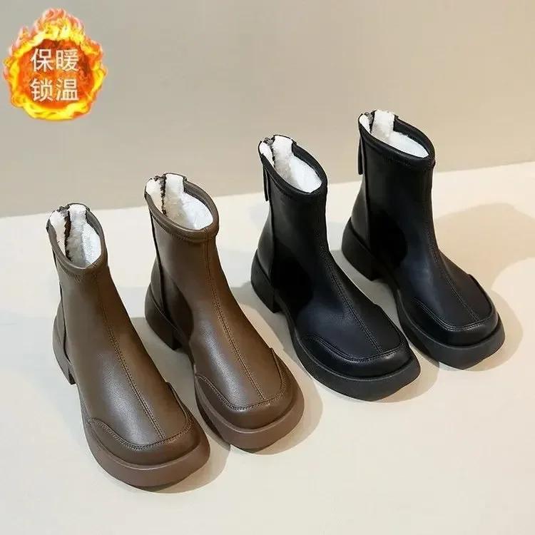 Fashion Snow Boots for Women 2025 New Model with Plush Warm Cotton Boots, Thick Soled Short Boots, Comfortable and Non Slip Ankle Boots