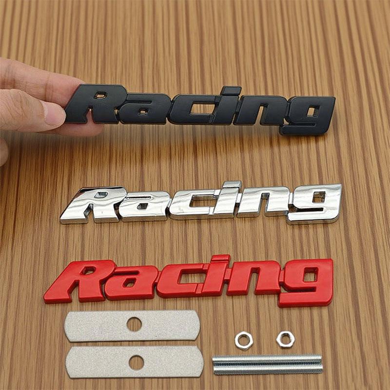 3D Metall Schwarz Rot Chrom Buchstaben Racing Logo Universelles Auto Emblem Frontgrill Abzeichen Auto Kofferraum Hinten Aufkleber Decal Zubehör