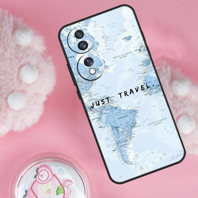 World Map Travel For Huawei Honor X8 X9a 50 70 Magic5 Pro P50 P20 P30 P40 Lite Nova 9 5T P Smart 2021 Case