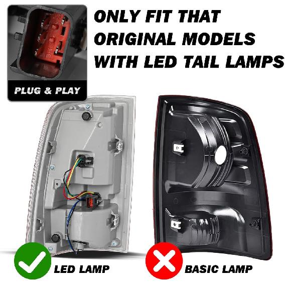 LED Tail Light Assembly for 2013-2018 Dodge Ram 1500/2014-2018 Ram 2500 3500 with LED Bulbs, Clear Red Lens Right Passenger and Left Driver Side