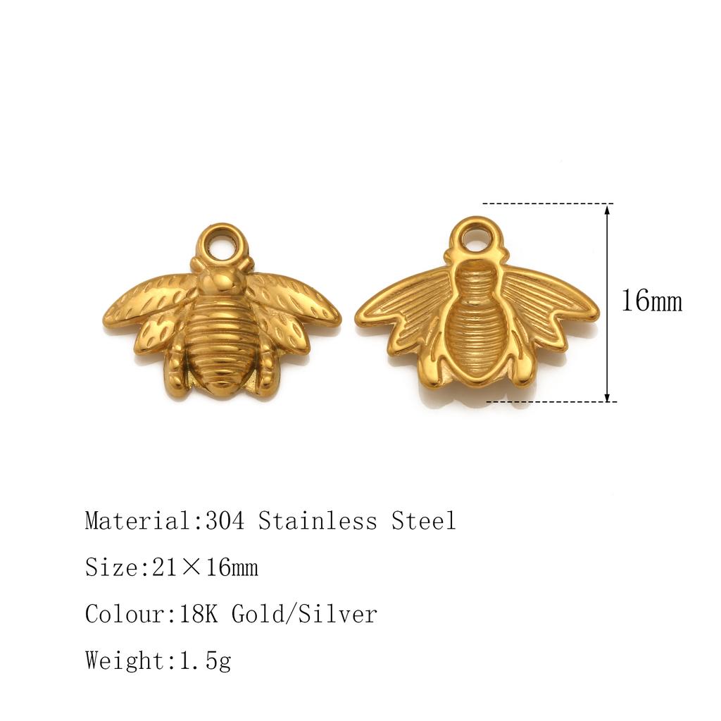 3Pcs Flower&Insect Charms Stainless Steel Exquisite Butterfly/Bee/Rose/Scarab Pendant Necklace Earring Dangle DIY Jewelry Making